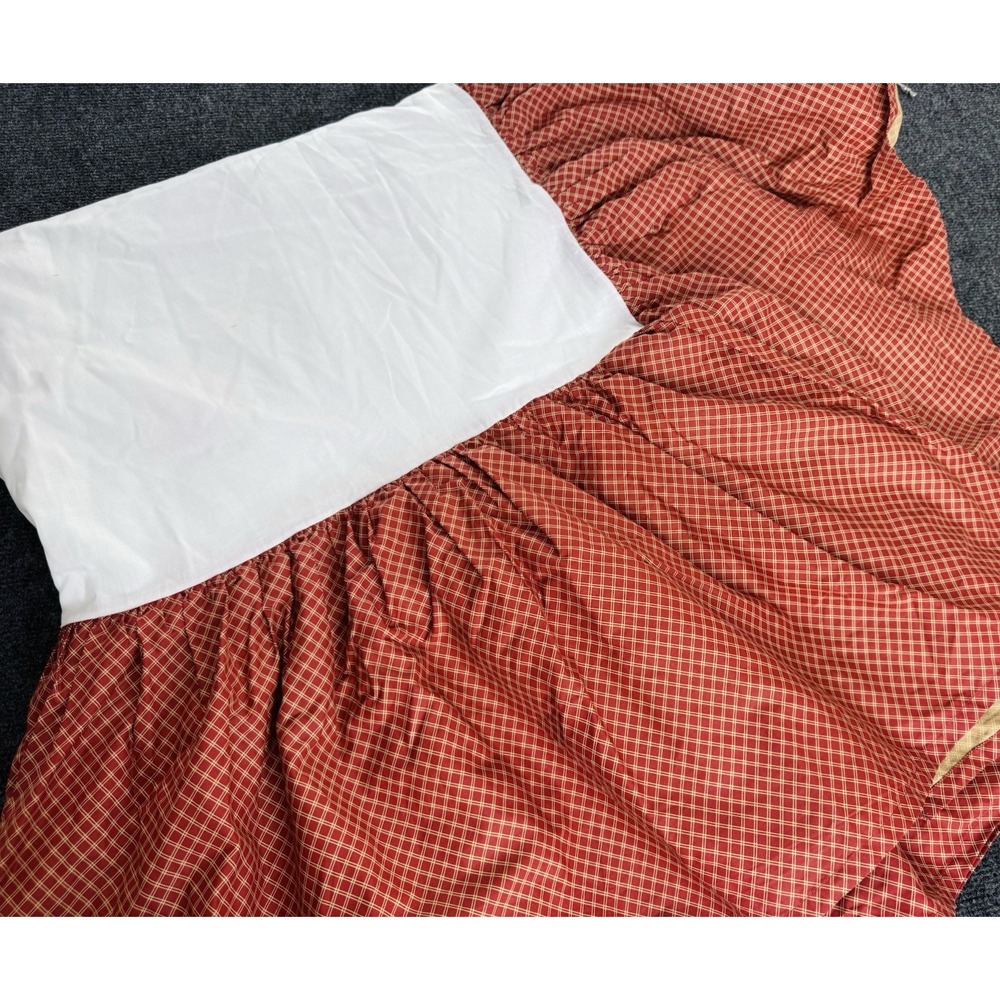 Chaps Ralph Lauren Home Elizabeth Queen Bed Skirt Red Tan Check Plaid Cotton 15"